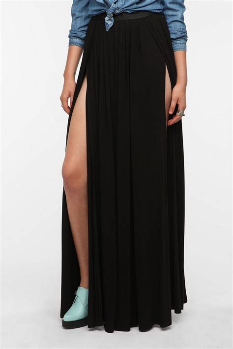 Lyst Urban Outfitters Ecote Double Slit Maxi Skirt In Black