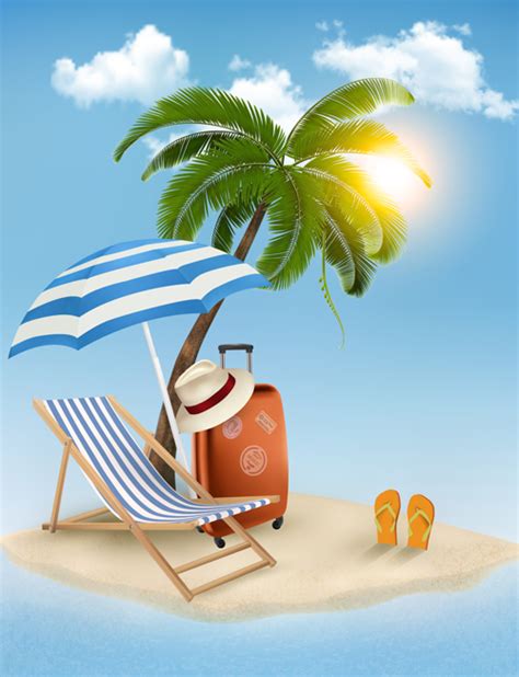 Summer Beach Vacation Background Art Vector 01 Free Download