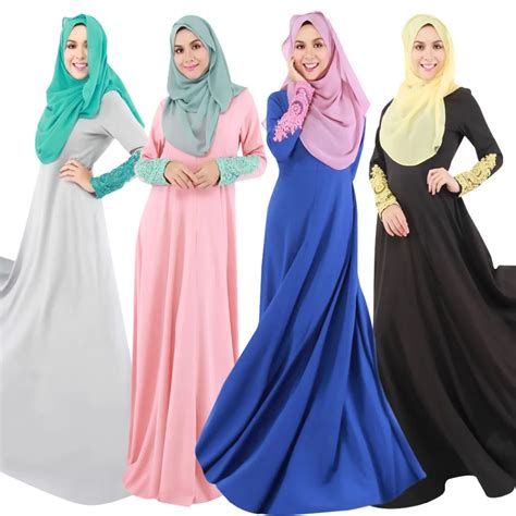 2018 Muslim Women Dress Sunday Best Long Sleeve Dresses Malaysia Islamic Abaya Fashion Muslim