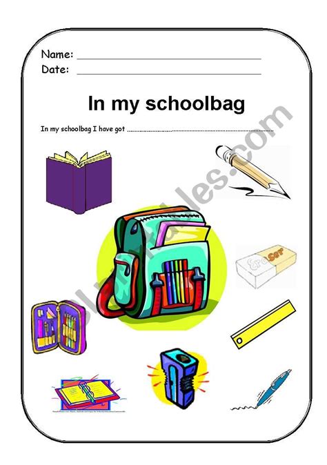In My Schoolbag Esl Worksheet By Stainboy76