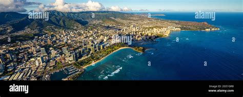 Aerial View Of Honolulu Coastline Oahu Hawaii Usa Stock Photo Alamy