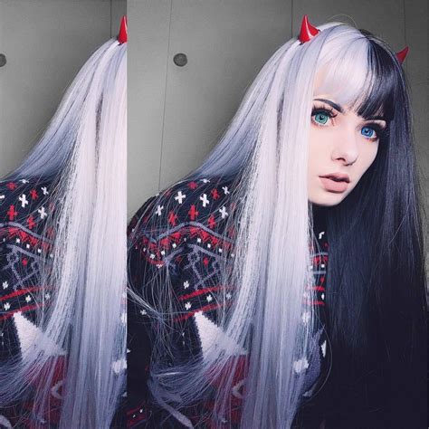 Anime Girl With Half Black And Half White Hair Hair Style Lookbook