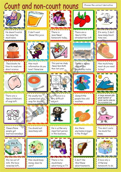 Count And Non Count Nouns Determiners Esl Worksheet By Andromaha