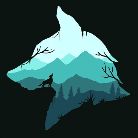 Premium Vector Wolf Mountain Silhouette Vector Illustration Editable