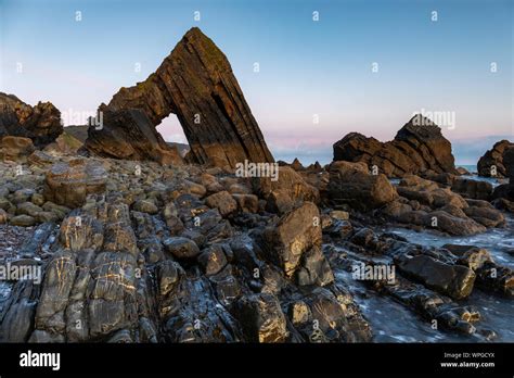 Blackchurch Rock At Mouthmill Beach On The North Devon Coast Stock