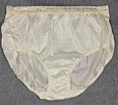 Vintage Silky Ivory Nylon Panties Granny Brief Sheer Bikini Carole Large Size 12 18 16 Picclick