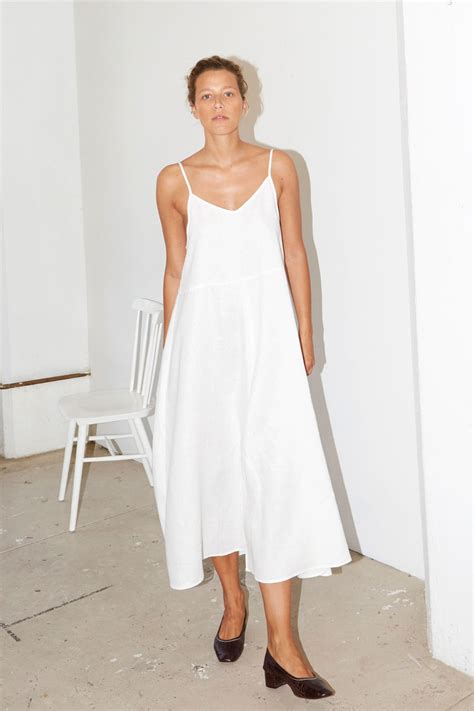 White Linen Slip Dress Datura