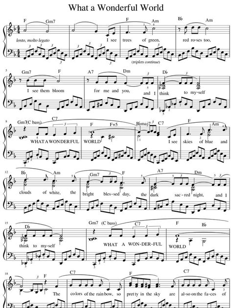 Print And Download What A Wonderful World Sheet Music For Piano Made
