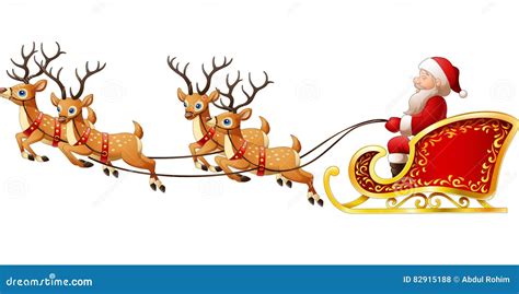 Santa Claus Monta El Trineo Del Reno En La Navidad Ilustración Del