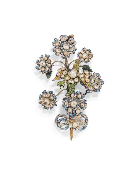 A 17th Century Pearl And Enamel Brooch Christies