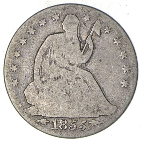 Early 1855 O Seated Liberty Half Dollar Rare Type Us Coin Silver 90