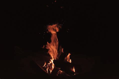Wallpaper Bonfire Fire Flame Sparks Dark Burning Hd Widescreen