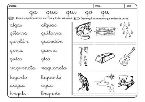 30 Fichas Para Aprender La Letra G Alumno On Palabras Con G Letra