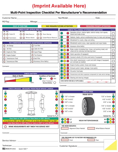 The Vehicle Inspection Checklist Is Shown In This File With