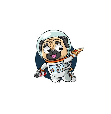 Astronaut Pug Character Design On Behance Pug Cartoon Pugs Cute Pugs