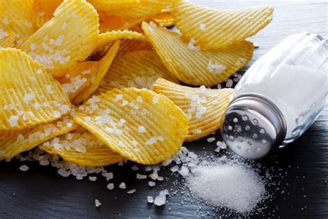 Potato Chips And Salt Stock Photo Image Of Potato Slice 111505406
