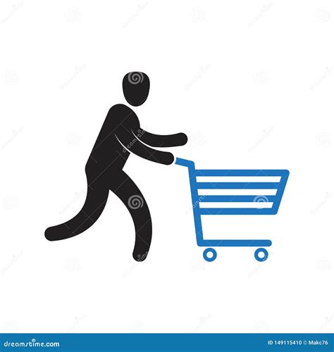 3d Man Pushing Shopping Cart Stock Photo 34000242