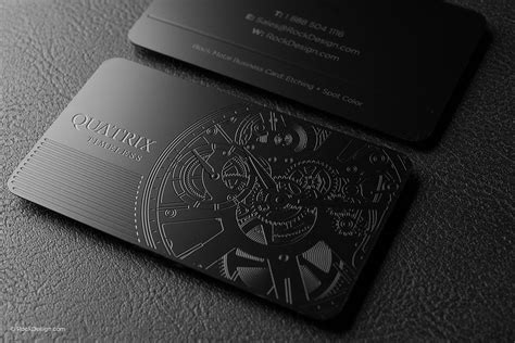 Elegant Professional Black Metal Business Card Quatrix Rockdesign