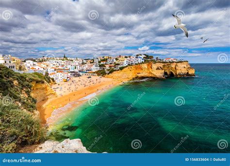 View Of Carvoeiro Fishing Village With Beautiful Beach Algarve