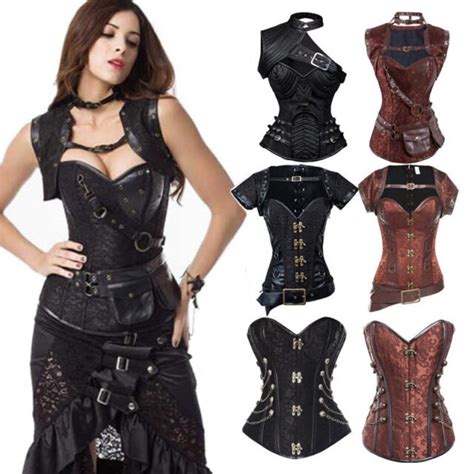 Womens Vintage Corset Steampunk Gothic Bustier Halloween Costume Waist Cincher Ebay