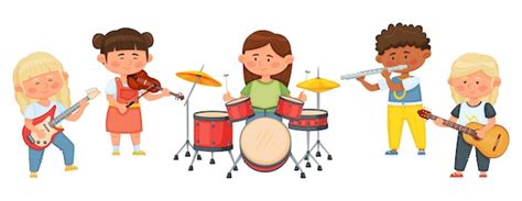 Premium Vector Kids Music Band Cartoon Children Playing Musical