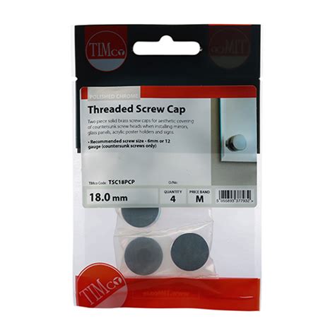 Timco Threaded Screw Caps Solid Brass Polished Chrome
