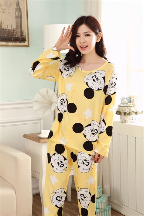 New Thin Women Pajamas Nightwear Cartoon Pajama Sets Sleepwear Tops