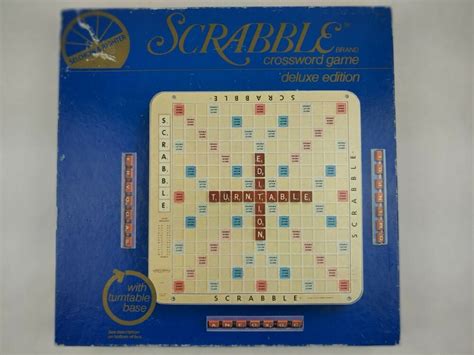 Scrabble Crossword Game Deluxe Edition Vintage 1982 Turntable Base