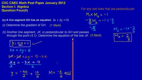 Cxc / csec subjects past papers paper two questions q and a mathematics 164 english 125 history 68 principles of accounts 307 chemistry 87 physics 19 biology 106 agriculture 57 information technology 17 integrated science 20 economics 152 social studies 29 food and nutrition 55 french 56 geography 22 principles of business 82 spanish 52. CSEC CXC Maths Past Paper 2 Ques 4c Jan 2013 Exam (Answers ...