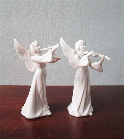 Vintage S B Schmid Bros Ceramic Angel Figurine Pair Japan 55 Tall