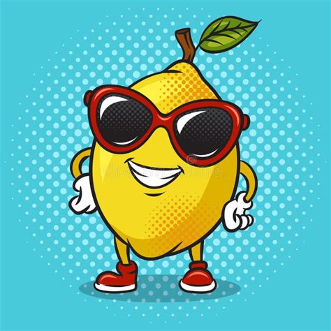 Lemon In Sunglasses Comic Book Pop Art Raster Stock Illustration