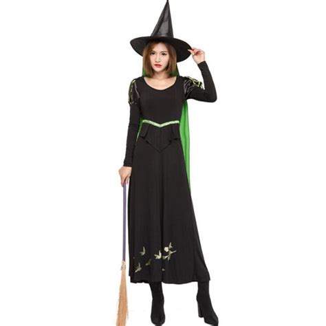 Adult Halloween Witch Costume For Women Sexy Fashion Deluxe Costume Evil Witch Dress With Black