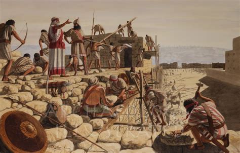 Nehemiah Directing The Rebuilding Of Jerusalems Walls After Returning