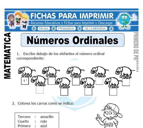 Numeros Ordinales Para Primero De Primaria Fichas Para Imprimir