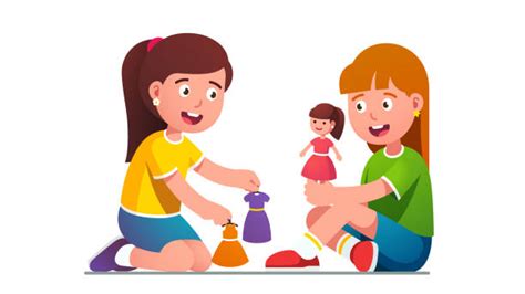 Girl Playing With Dolls Illustrations Royalty Free Vector Graphics