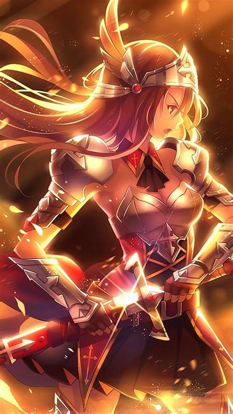 Wallpaper Anime Girl Golden Warrior Sword Weapons Armor 1920x1200