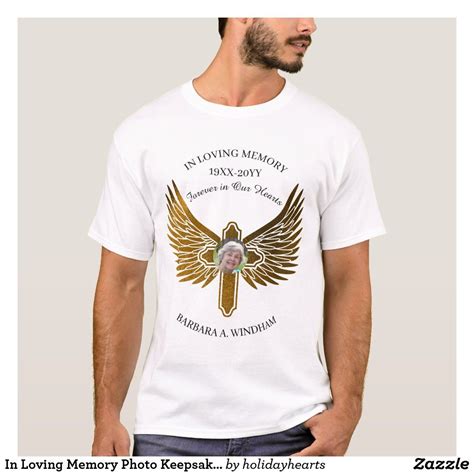 In Loving Memory Photo Keepsake Cross With Wings T Shirt Zazzle