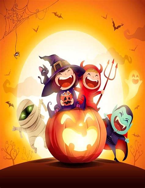 Printed Cartoon For Halloween Kids Party Photography Backdrop J 0137
