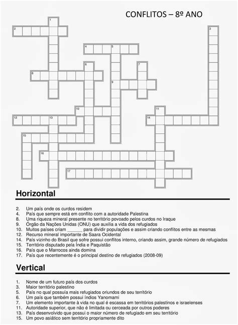 Palavras Cruzadas Sobre Geografia