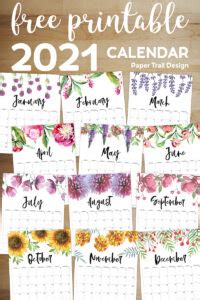 printable calendar  floral paper trail design