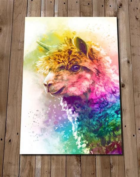 A Colorful Llama Is Featured On A Wooden Surface