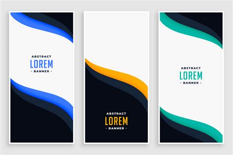 Elegant Business Vertical Banners In Wave Style Download Free Vector