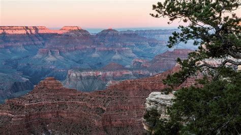View Of Grand Canyon National Park From South Rim At Dusk Arizona Usa