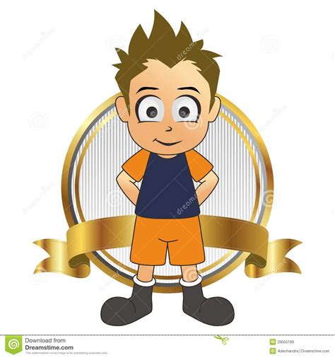 Spiky hired yello guy cart00n : Soccer Man Cartoon Label Gold Stand Spike Hair Royalty Free Stock Images - Image: 29055189