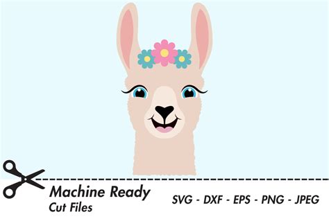 Cute Llama SVG Cut Files, Happy Farm Animal, Llama Face