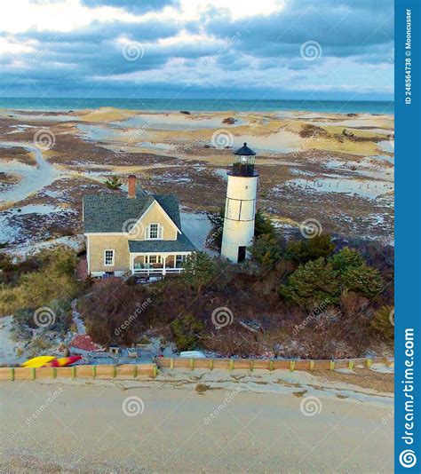 Sandy Neck Lighthouse Aerial On Cape Cod Stock Photo Image Of Cape