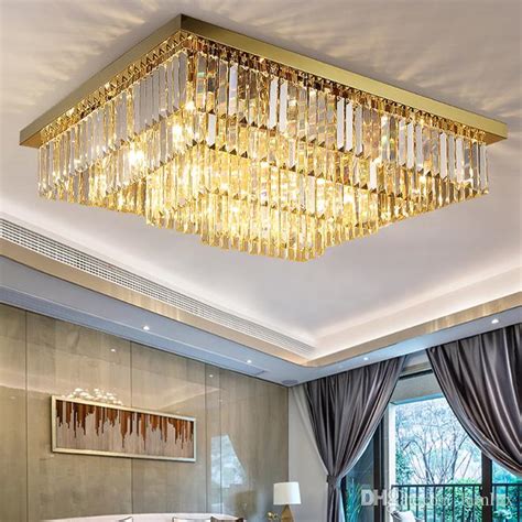 Modern Rectangle Crystal Chandelier Lights Living Room Bedroom Square