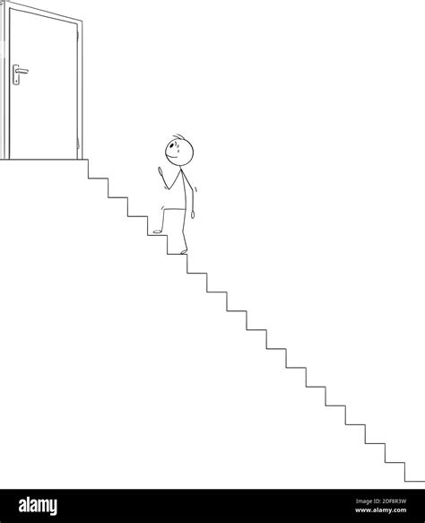 Vector Cartoon Stick Figure Illustration Of Man Or Businessman Climbing