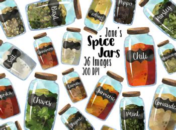 Watercolor Spice Jars Clipart By Digitalartsi Teachers Pay Teachers