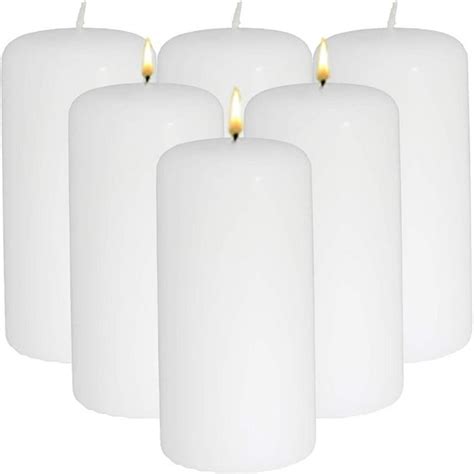 Candlenscent 3x6 White Pillar Candles Unscented 6 Pack
